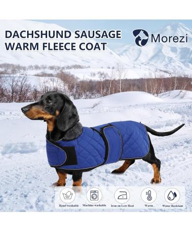 Minezi Waterproof Dachshund Winter Jacket - Wool Lined Adjustable Navy XL (55-58cm) - Ideal Dog Clothing for Cold Weather - Buy Online on GoSupps.com