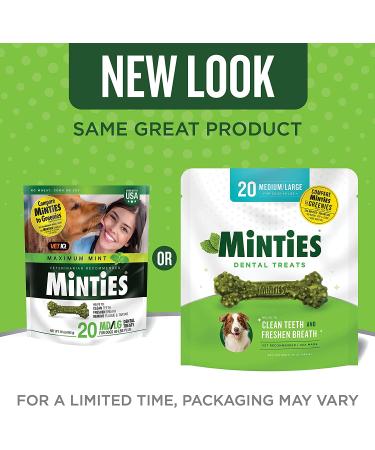 Minties VetIQ Dental Bone Treats for Medium/Large Dogs | Mint Chews, 32oz - Buy Online on GoSupps.com