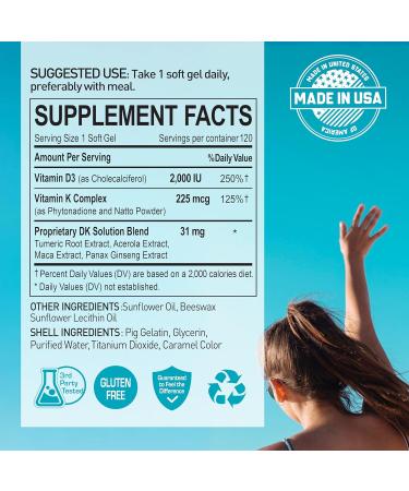 NANOWELL DK Solution 120 Softgels X 2 Bottles (Vitamin D3 + K Complex) - Dietary Supplement for Bone Teeth and Muscle Health Immune Support (240 Count) 120 Count (Pack of 2) - Buy Online on GoSupps.com