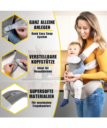 Kiddy Kingdom Ergonomic Baby Carrier - 3-in-1 Multifunctional Newborn Carrier (0-36 Months) - Soft 3D Mesh & Cotton - Gray Baby Wearing Strap & Carrier Bag - Buy Online on GoSupps.com
