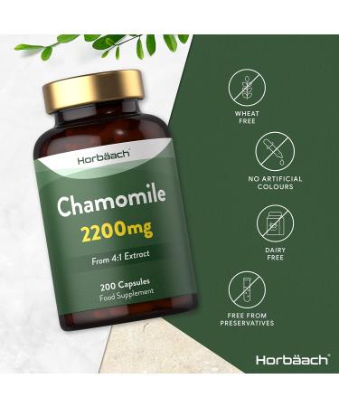 Chamomile Supplement Capsules 2200mg Flower Extract 200 Capsules by Horbaach - Buy Online on GoSupps.com