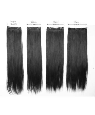 CAISHA XXL 60cm Clip In Hair Extensions Set - 4 Piece Voluminous Straight Black Hairpiece | #1 CES301 - Buy Online on GoSupps.com