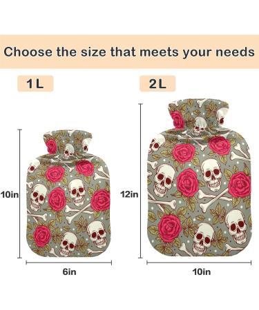 NAANLE Skull Roses Hot Water Bottle | Transparent Heated Bag for Pain Relief & Cold Therapy 1L International Shipping - Buy Online on GoSupps.com