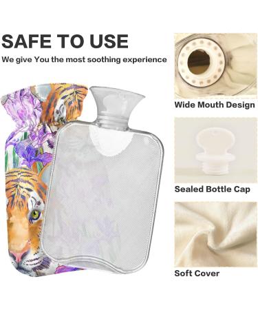 Tiger Flower Hot Water Bottle with Cover - 1L BPA Free Small Bag for Pain Relief & Hot/Cold Therapy - Buy Online on GoSupps.com