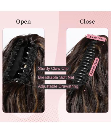 Brikabia 40cm Chocolate Brown Blonde Ponytail Extension - Long Wavy Curly Clip-In Hair Parts for Women - Buy Online on GoSupps.com