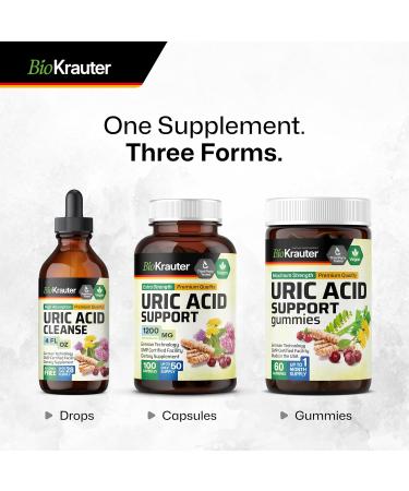 BIO KRAUTER Uric Acid Support Gummies - 60 Vegan Chews - Uric Acid Support w/Tart Cherry & Chanca Piedra 4:1 Extracts - Natural Kidney Supplement w/Milk Thistle and Turmeric - Buy Online on GoSupps.com