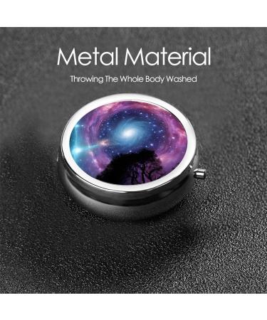 Galaxy Pattern Round Pill Box - 3 Compartment Portable Travel Medicine Organizer | Mini Decorative Pocket Vitamin Holder - Buy Online on GoSupps.com