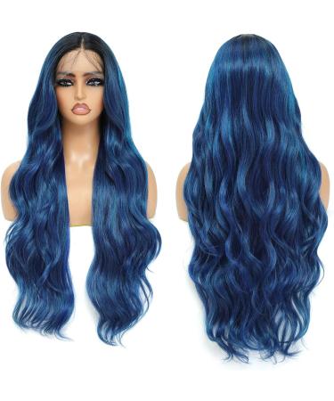 X-TRESS 28 Blue HD Lace Front Wig for Black Women - Long Curly Synthetic Hair Wig with Pre-Plucked Baby Hair (Blue) - Buy Online on GoSupps.com