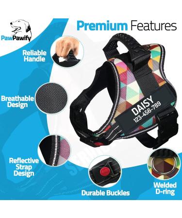 Pawpawify Durable Dog Harness for Pulling | Custom Name & Phone | XL (32-44in) | Anti-Tug Training & Walking Harness in Braster Color - Buy Online on GoSupps.com