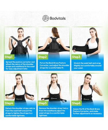 Back Brace Posture Corrector | Adjustable Lumbar Support & Lightweight Full Back Supporter for Men & Women - Black Size S - Buy Online on GoSupps.com
