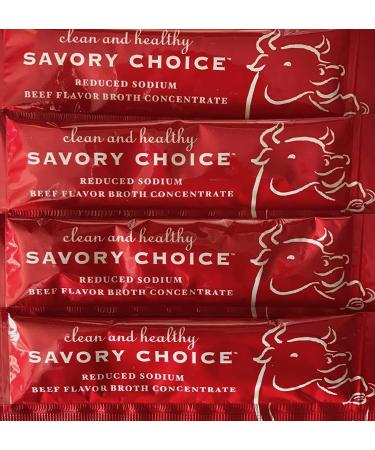 Savory Choice Liquid Beef Broth Concentrate 5.1oz Box (Pack of 2) + 0.42oz Beef Pack of 24 - Premium Quality Broth - Buy Online on GoSupps.com