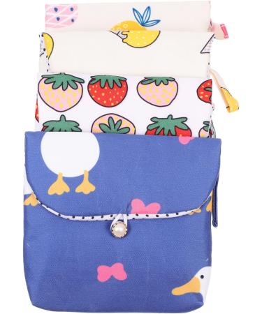 Nuobesty 4PC Mini Wet Bags - Reusable Cotton Breast Pads & Menstrual Sanitary Napkin Bags for Moms | Cartoon Design - Buy Online on GoSupps.com