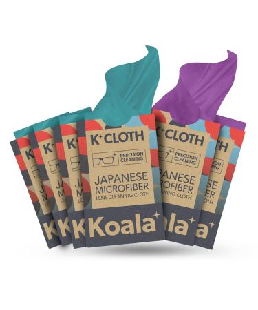 Koala Lens Cleaning Cloth | Japanese Microfiber Glasses and Screen Cleaner | Safe for All Multi-Coated Eyeglass and Camera Lenses, Purple and Blue (Pack of 6) 6 Pack Purple & Blue