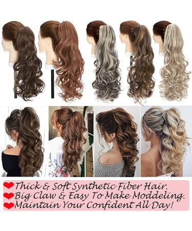 Fashion Ponytail Hair Extension Claw Curly Wavy Straight Clip in ponytail Hairpiece One Piece fake hair Ponytails for Women 18 Curly Dark Black Dark Black 18 inch - Buy Online on GoSupps.com