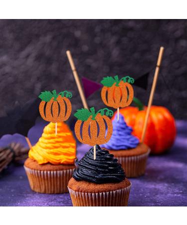 24 PCS Pumpkin Cupcake Toppers - Fall Theme Cake Picks for Baby Shower, Birthday, Thanksgiving, Halloween Party Decorations in Orange - Buy Online on GoSupps.com