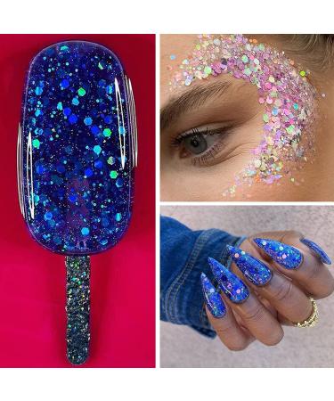 100g Holographic Chunky Glitter for Arts & Crafts, Makeup, Face, Hair, Nails - Galaxy Blue - Buy Online on GoSupps.com