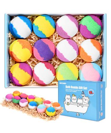 Maylawn Bath Bombs Gift Set 12-Pieces Handmade Fizzy Bubble Bath Bombs Lavender Vegan & Cruelty Free Perfect for Bubble and Spa Bath Birthday Mothers Day Gifts Idea for Her/Him Wife Girlfriend