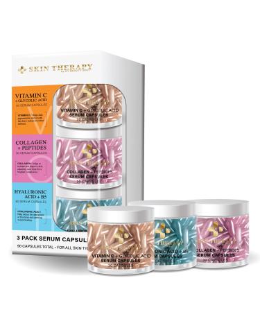 My Beauty Spot Facial Serum Capsules 3 Pack 90pcs Vitamin C Serum Hyalunaric Acid Serum Collagen Serum for Face Anti Aging Anti Wrinkle Serum for Fine Lines Standard