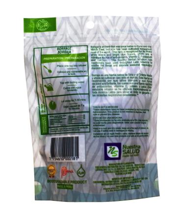 Nuestra Salud Borraja Borage Herbal Tea 1.06oz - 100% Natural Dried Herb - Traditional All-Natural Tea - Zip-Lock Packaging - 1 Count (Pack of 1) - Buy Online on GoSupps.com