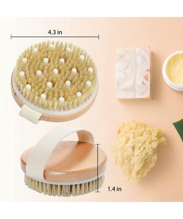 2 Pack Natural Soft and Hard Boar Bristle Body Brushes for Exfoliating and Cleansing - Round Massage Bath Brushes for Whole Body, Promotes Blood Circulation - Buy Online on GoSupps.com