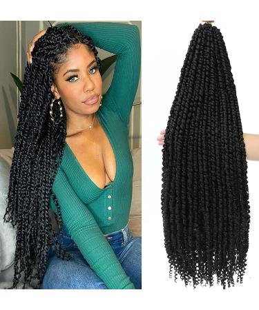 Passion Twist Hair 30 inch PreTwisted Long Passion Twist Crochet Hair Pre Looped Bohemian Curly End Crochet Hair for Black Women Water Wave Crochet Braids Extensions (1b/30inch/ 6packs) 30 Inch (pack of 6) 1B