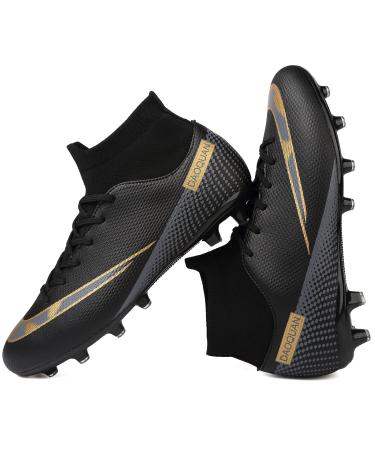 GRESKY Soccer Cleats Mens Women Soccer Outdoor Soccer Shoes AG/FG 8 Women/6.5 Men Blackag