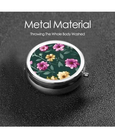 Beautiful Purple Flowers Round Pill Box | 3 Compartment Organizer & Travel-Friendly Design - Buy Online on GoSupps.com
