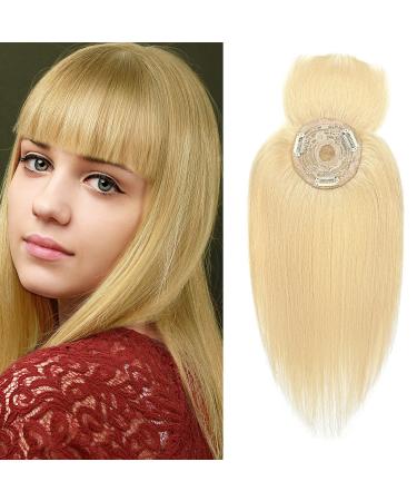 Clip in extensions real hair topper extensions real hair with pony (11cm long) hair parts real hair toupet hair thickening smooth hair extension 7a real human hair 25cm-32g 613# bleaching blonde
