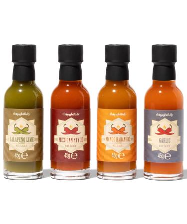 Thoughtfully Inferno Hot Sauce Gift Set - 4 Chili Sauces with Varied Spiciness | Perfect Gourmet Gift for Spice Lovers - Buy Online on GoSupps.com