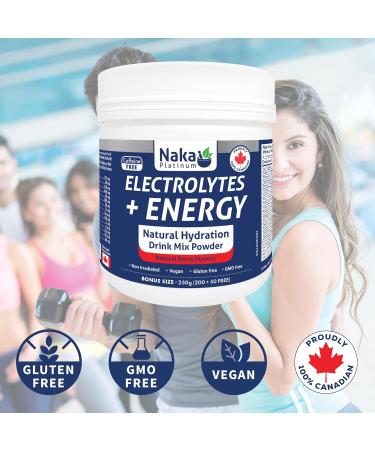 Naka Electrolytes + Energy Natural Hydration Drink Mix powder Berry Flavour Caffeine Free Botanical Boost with Beetroot Hawthorn Berry and Ginseng Made in Canada (200+50g FREE Powder) 250 g (Pack of 1) - Buy Online on GoSupps.com
