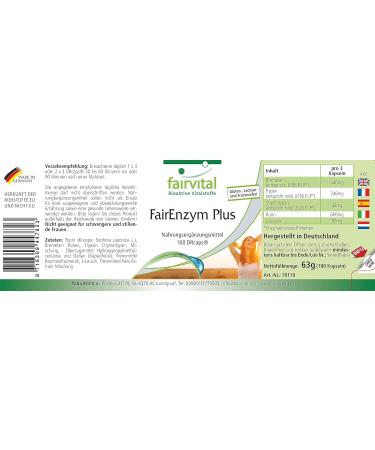 Buy Fairvital FairEnzym Plus - Multi Enzyme Complex with Rutin Bromelain Trypsin & Chymotrypsin - High Dose - 100 DRCaps | International Shipping - Buy Online on GoSupps.com
