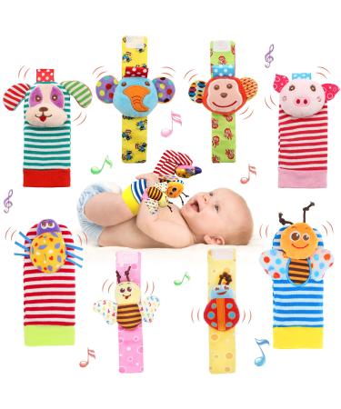 Wrist Rattles Foot Finder Rattle Sock Baby Toy,Rattle Toy,Arm Hand Bracelet Rattle,Feet Leg Ankle Socks,Activity Rattle Present Gift for Newborn Infant Babies Boy Girl Bebe (8 pcs)