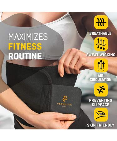 Perfotek Waist Trimmer Belt for Women Waist Trainer Sauna Belt Suit Effect - Black - Buy Online on GoSupps.com