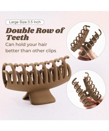 DEEKA Large Double Row Teeth Hair Claw Clips - 4 PCS Matte Hair Accessories for Thick Long Hair - Neutral Brown Colors - 3.5 Inch (Pack of 4) - Buy Online on GoSupps.com