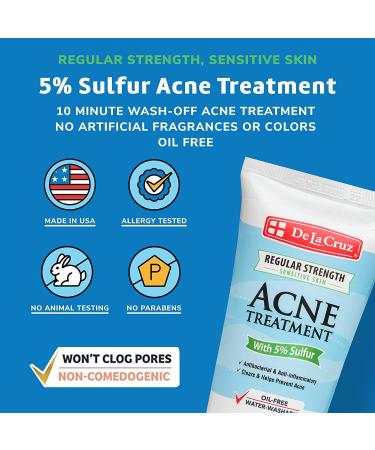 De La Cruz Acne Treatment Ointment - 5% Sulfur, 2.6 oz (74 g) | Effective Acne Solution - Buy Online on GoSupps.com