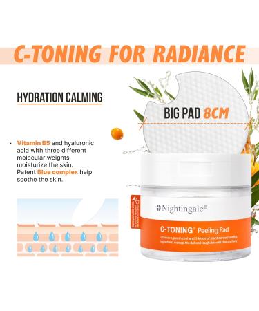 Nightingale C-toning Peeling Pads | Exfoliating AHA BHA PHA & Niacinamide | Hypoallergenic & Vegan | Improve Skin Texture - Buy Online on GoSupps.com