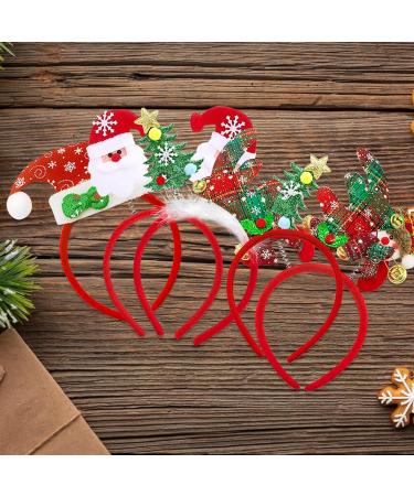 Christmas Headbands 5PCS for Kids & Adults - Holiday Party Costume Accessories with Reindeer Antlers, Santa Hat, Snowman & Tree Design - Festive Photo Booth Prop - Buy Online on GoSupps.com