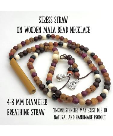 Bamboo Stress Straws Necklace for Meditation and Mindful Breathing - Wooden Mala Beads Bracelet for Relaxation and Stress Relief - Buy Online on GoSupps.com