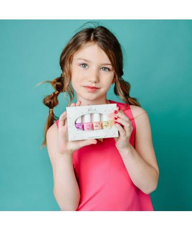 Miss Nella Summer Movement Nail Polish Set Non-Toxic Peel-Off Glitter for Kids | Pink Purple Peach & Yellow | Water-Based & Odorless - Buy Online on GoSupps.com