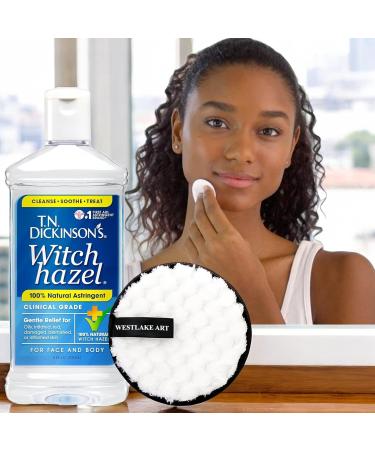 T.N. Dickinson's Witch Hazel Astringent 8oz Bundle with Reusable Makeup Pads & Cleaning Brush - Natural Deep Cleanser & Gentle Toner for Face & Body (Pack of 2) | International Shipping Available - Buy Online on GoSupps.com