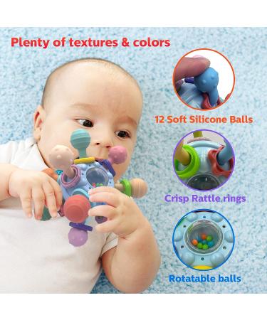 Baby Sensory Teething Toys for Babies 0-12 Months - Teething Ball for Infant Boys and Girls (Blue) - Buy Online on GoSupps.com