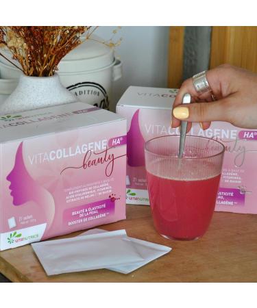  VitaNutrics Vitanutrics - VITACOLLAGENE HA BEAUTY - Skin Elasticity Hair Strength - Collagen Hyaluronic Acid Grape and Melon Extract Zinc Vitamin A and C - 21 Sachets - Buy Online on GoSupps.com