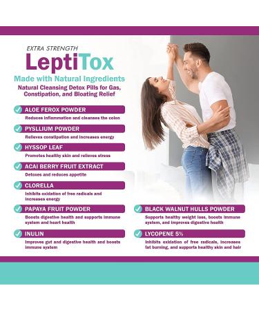 NatureGenX LeptiToX Colon Cleanser & Detox Supplement - Weight Loss, Gas & Bloating Relief | Remove Toxins, Natural Body Cleanse & Constipation - 60 Capsules - Buy Online on GoSupps.com