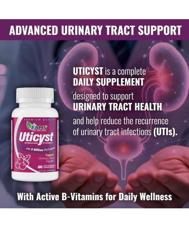 America Medic & Science UtiCyst 60ct Probiotic & Cranberry Formula for Urinary Tract & Bladder Health Supports Immune Balance Daily Wellness Supplement for Women- 60 caplets - Buy Online on GoSupps.com