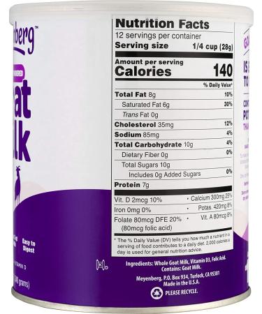 Meyenberg Goat Milk Powder with Vitamin D - Whole Goat Milk 12 oz (340 g) - Buy Online on GoSupps.com