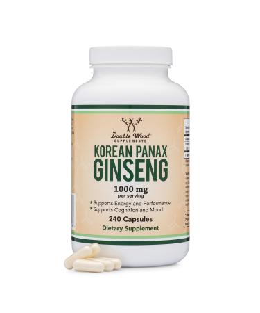 Panax Ginseng (Korean Red Variety) (4 Month Supply) 240 Vegan Capsules - 1,000mg per Serving for Mood, Cognitive Function and Energy Support by Double Wood Supplements