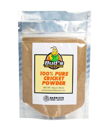 Bud s Cricket Protein Powder - 100% Pure Cricket Powder Gluten-Free Dairy-Free High Protein Flour Substitute Excellent Source of Vitamin B12 Omega-3 Fiber Amino Acids Calcium & Iron (45g)