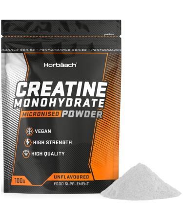 Creatine Monohydrate Powder | Micronised | Pure Creatine Monohydrate Supplement | 100g - Unflavoured | by Horbaach - Buy Online on GoSupps.com