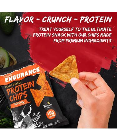 Natural Endurance Protein Chips - Nacho Chips, Low Carb Chips, High Protein Snack, Vegan Protein with Avocado Oil, 14g Protein Per Bag, Gluten Free - Nacho Flavor, 1.38 oz Bags (Pack of 12) 5 Flavor Mix - Buy Online on GoSupps.com