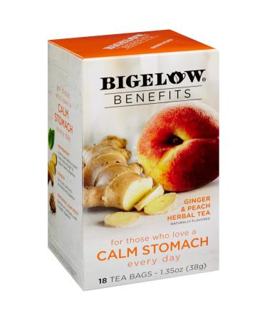 Bigelow Calm Stomach Ginger & Peach Herbal Tea 18 Tea Bags 1.35 oz (38 g)